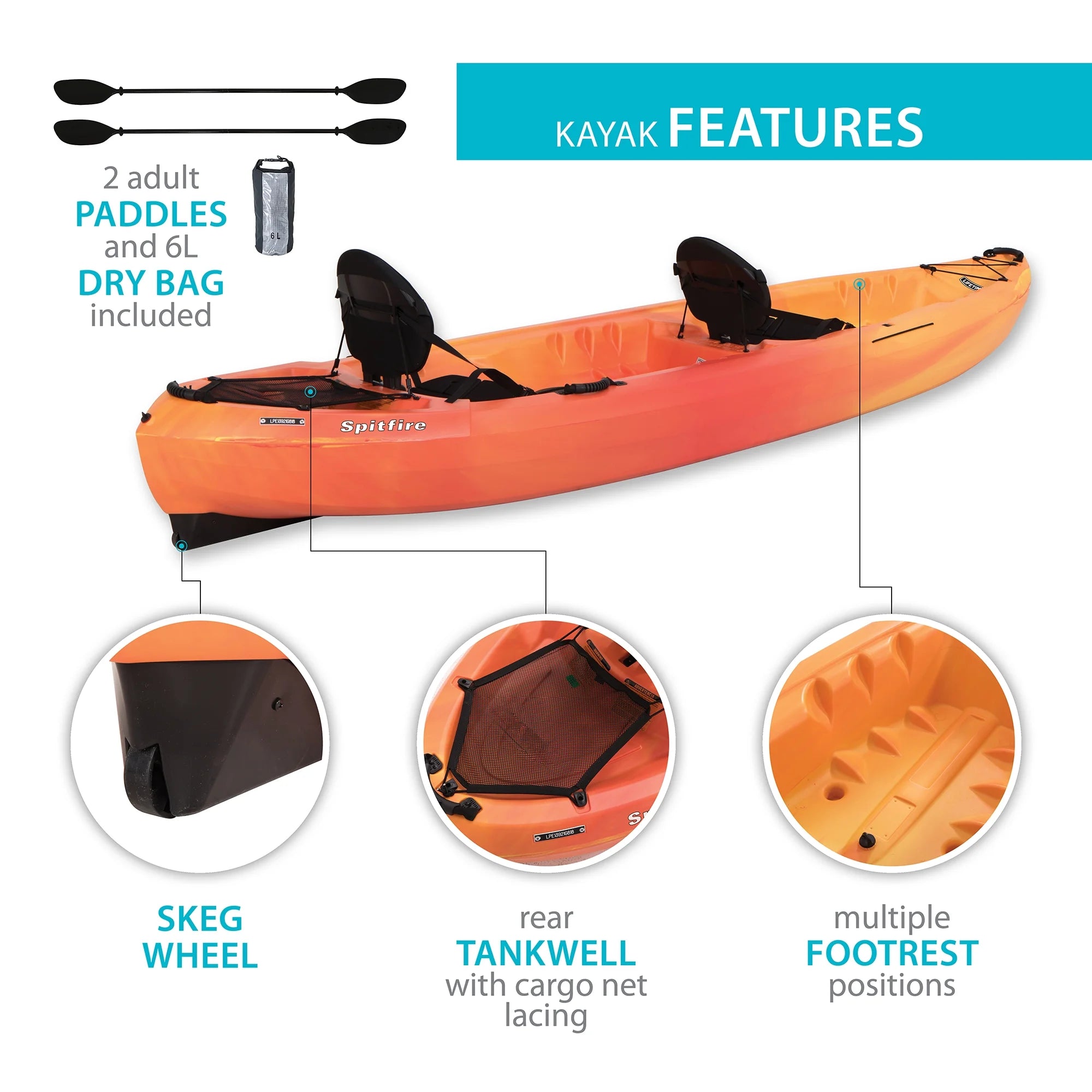 Spitfire 12 Ft Tandem Kayak, Sunset Fusion (90915)