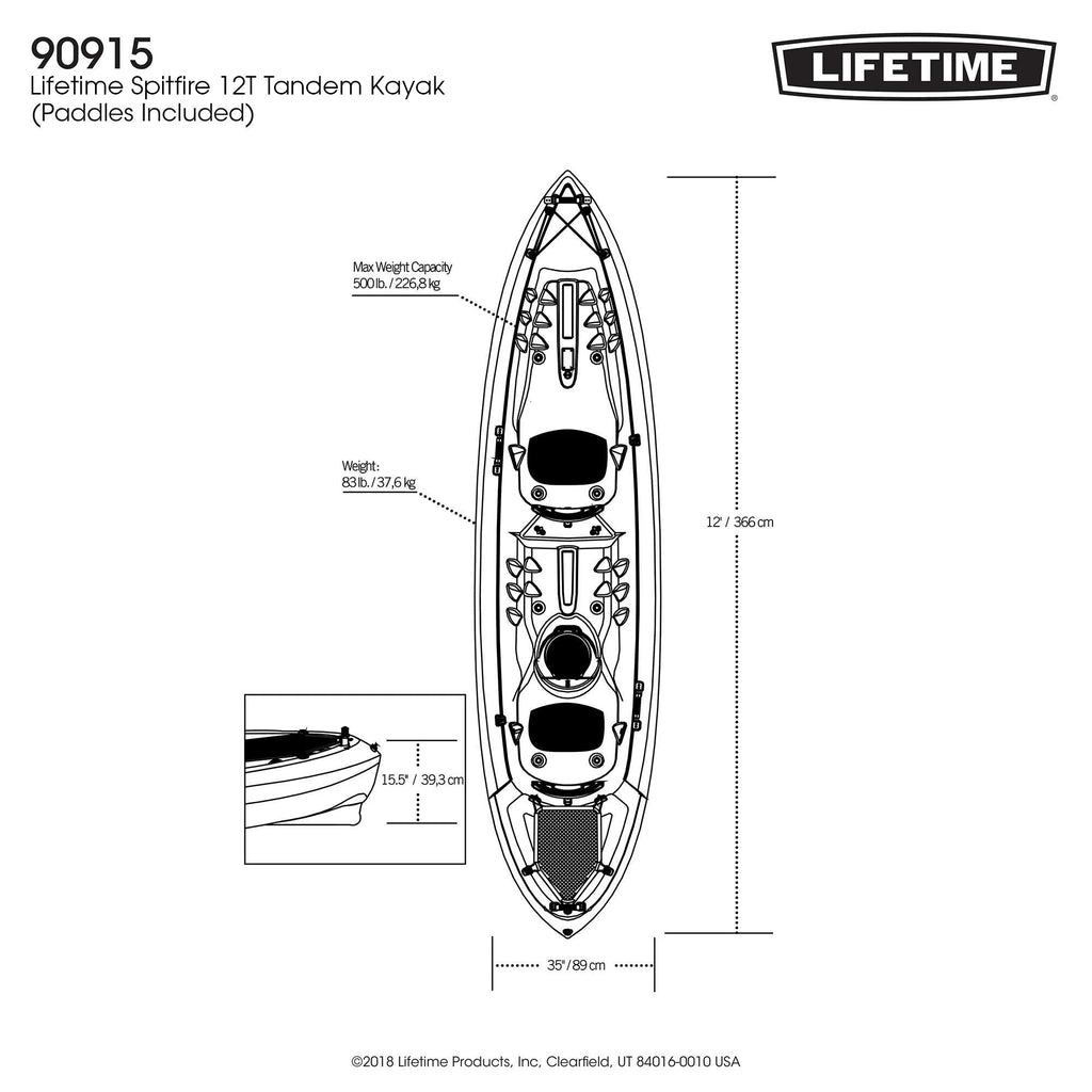 Spitfire 12 Ft Tandem Kayak, Sunset Fusion (90915)
