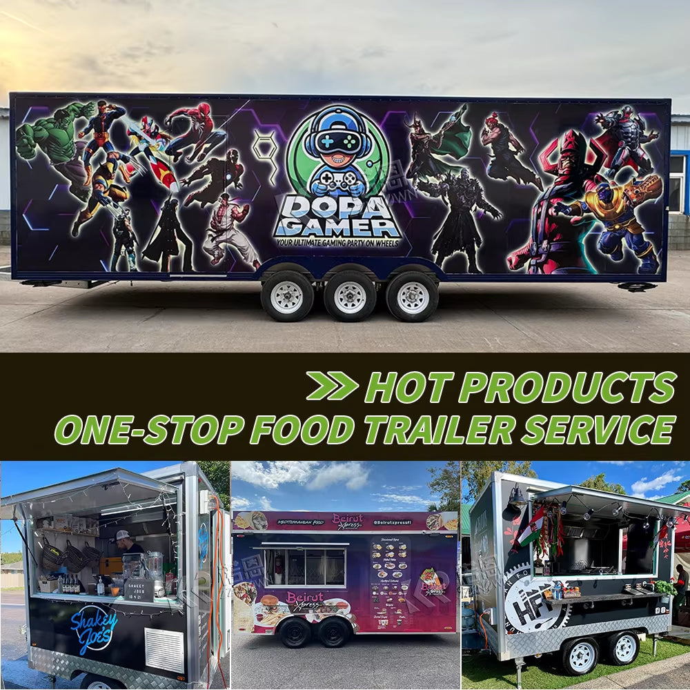 2025 Australian Standard Stainless Steel Mobile Food Truck Fast Food Trailer with Full Kitchen Equipments