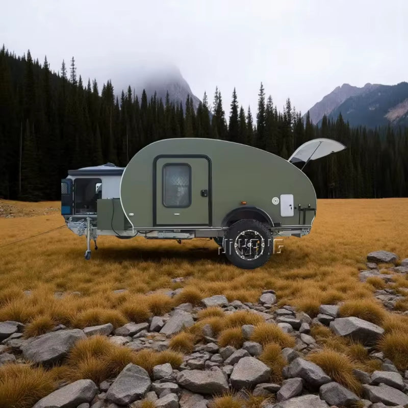 Custom Mini off Road Teardrop Caravan Slide in Camper Van Trailers Camping Caravan Small Travel Trailer for Sale