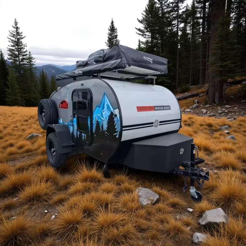 Custom Mini off Road Teardrop Caravan Slide in Camper Van Trailers Camping Caravan Small Travel Trailer for Sale