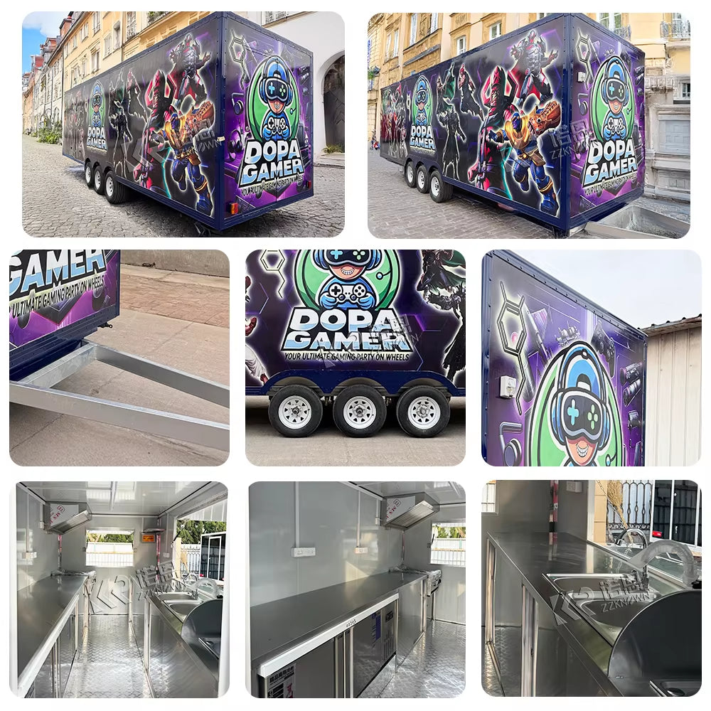 2025 Australian Standard Stainless Steel Mobile Food Truck Fast Food Trailer with Full Kitchen Equipments